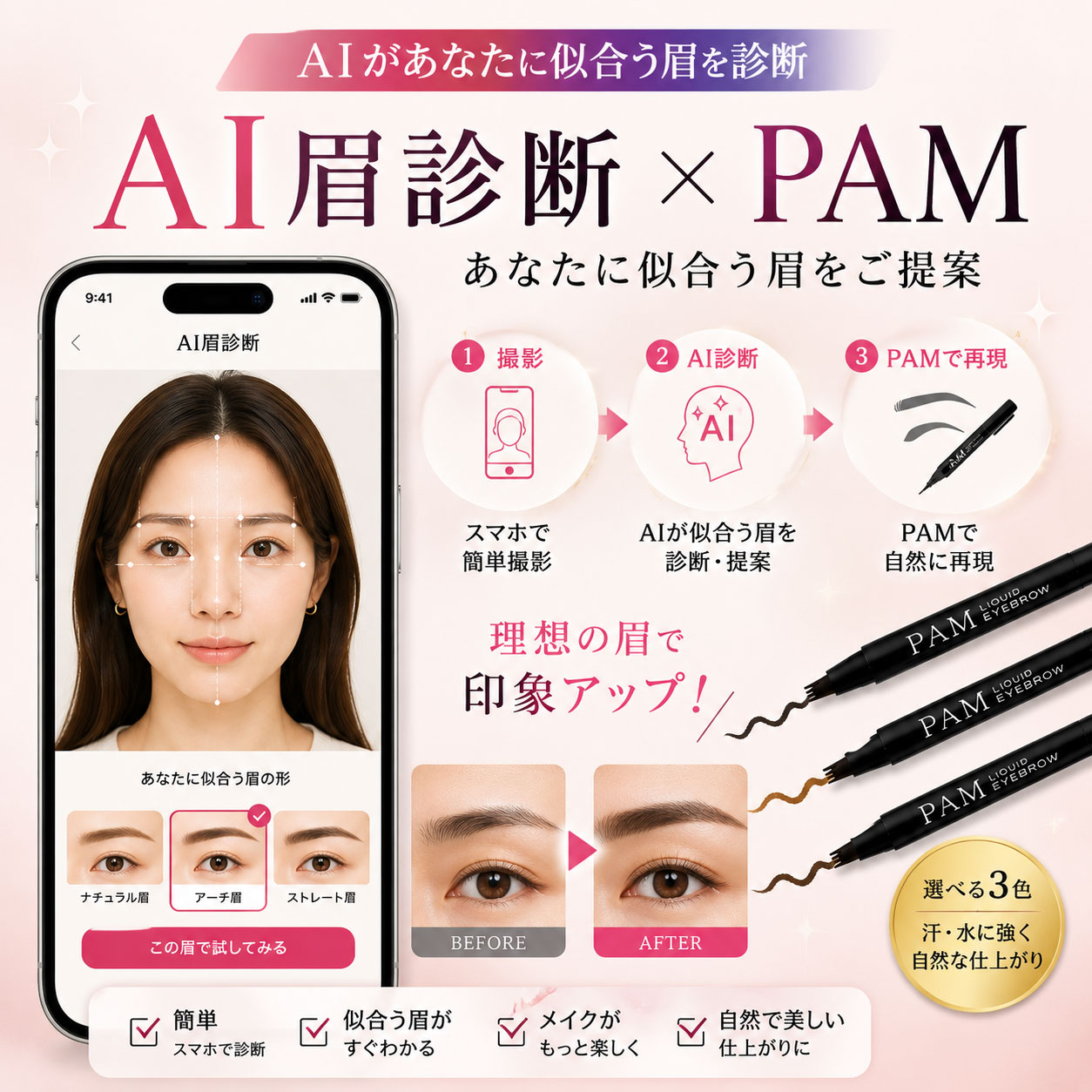 AI眉診断 × PAM